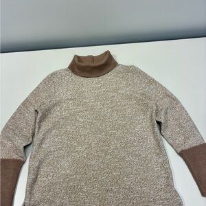 Lands' End Taupe and Brown Cowl Neck Sweater